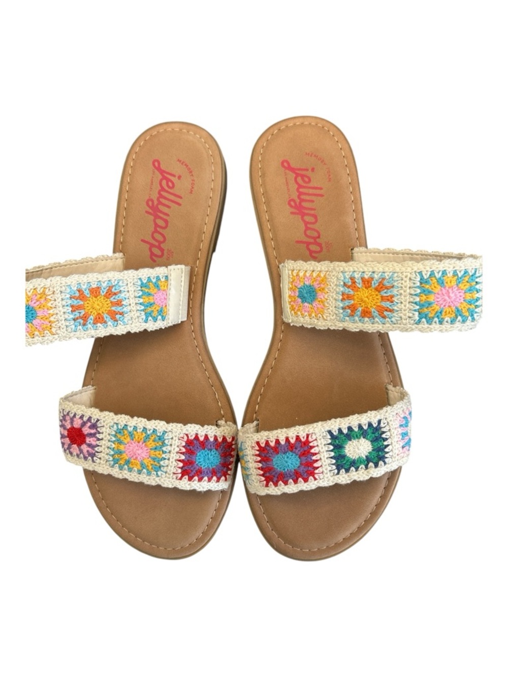 Jellypop Crochet Boho Sandals Colorful Granny Square Festival Size 10 - Picture 7 of 9